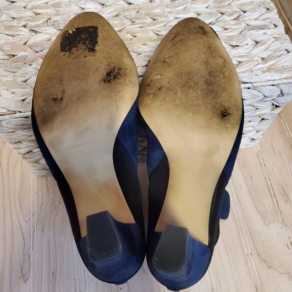 Ivanka Trump Sunal Navy blue & Black suede ankle boots Stacked Heel size 7 - Picture 5 of 5